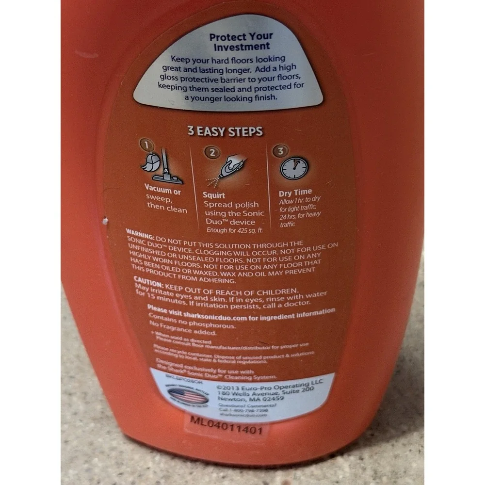 NEW Sealed SHARK SONIC DUO Wood & Hard Floor Polish Cleaner‎ 28oz - Discontinued